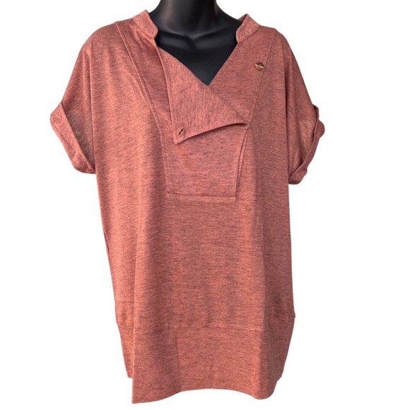 🌸4/$30🌸 Mandarin Collar Tab Cuff Shortsleeve Top - Picture 7 of 14